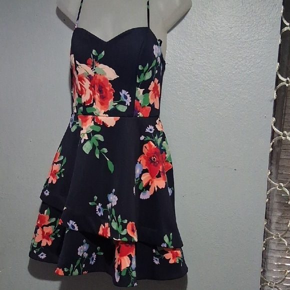 Sequin Hearts Red and Blue Fit and Flare Mini Dress - Picture 1 of 8